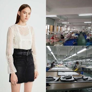 找工厂欧美外贸女装来样定制小批量打底衫梭织蕾丝上衣服装加工厂